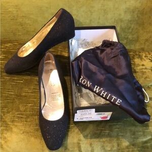 RON WHITE - ANDREA FENZI Black Glitter pumps
